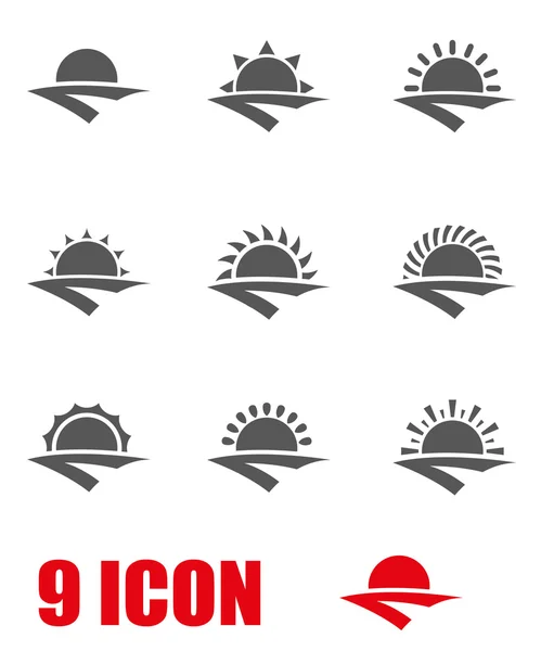 Conjunto de icono de salida del sol gris vectorial — Vector de stock