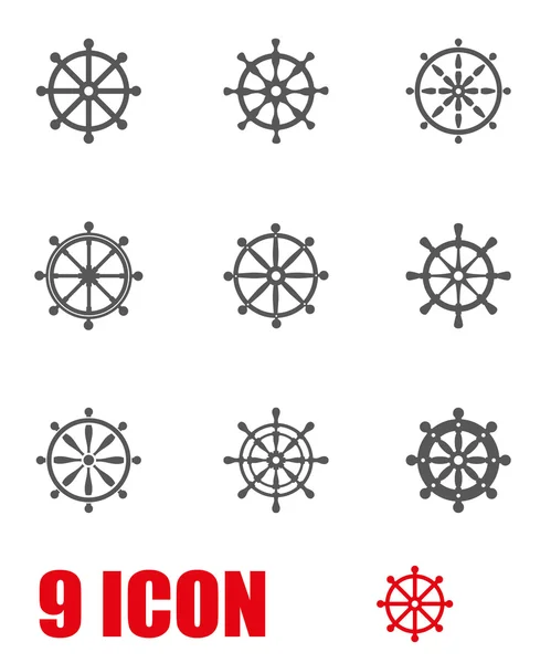 Conjunto de iconos del timón vectorial gris — Archivo Imágenes Vectoriales