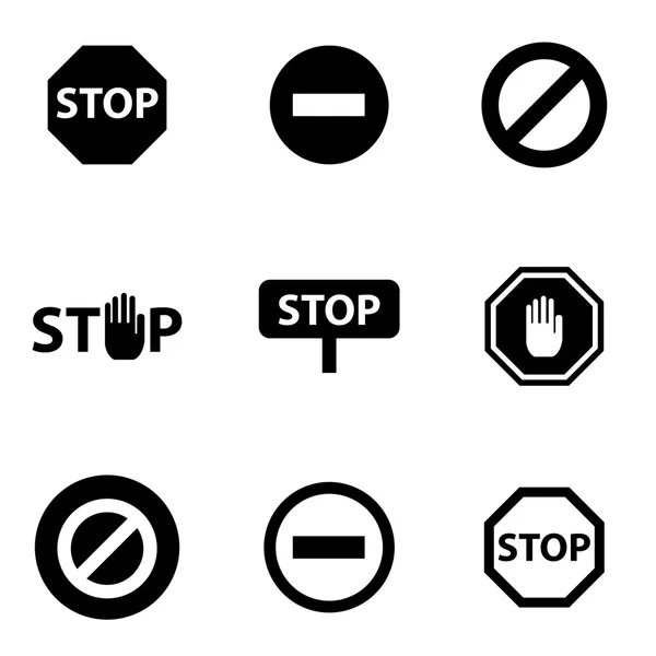Vektör siyah stop Icon set — Stok Vektör