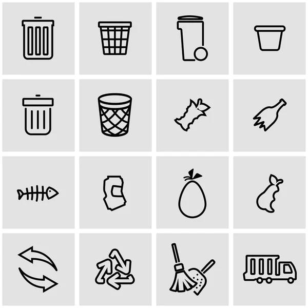 Conjunto de iconos de basura de línea vectorial — Archivo Imágenes Vectoriales