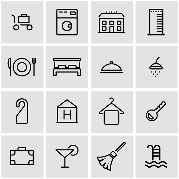 Vector line hotel icon set — Stock Vector