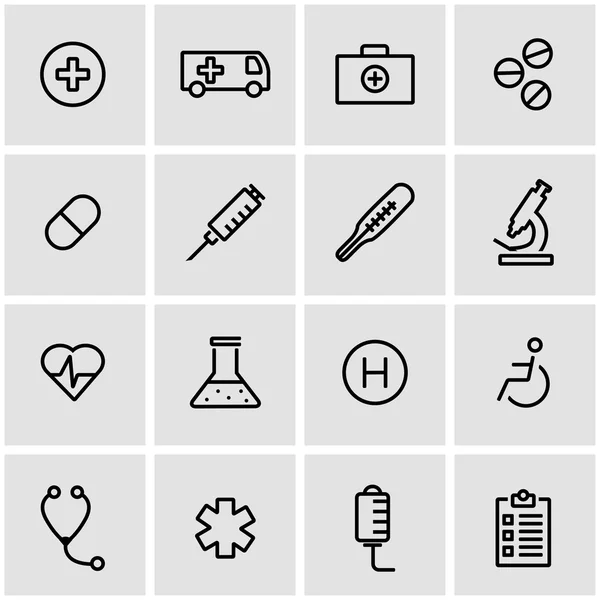 Ensemble d'icônes médicales à ligne vectorielle — Image vectorielle