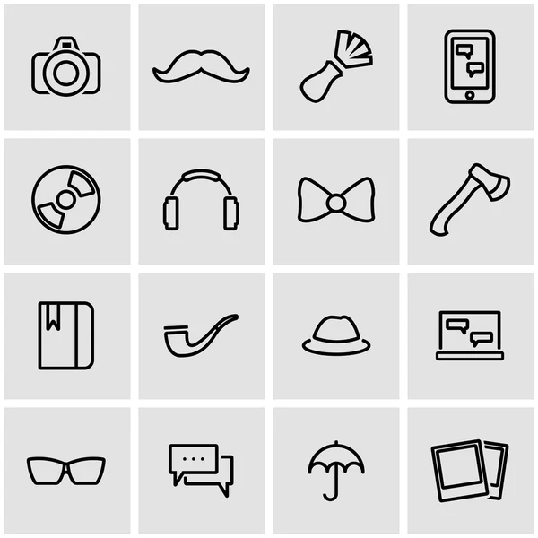 Vector line hipster icon set — Stock Vector