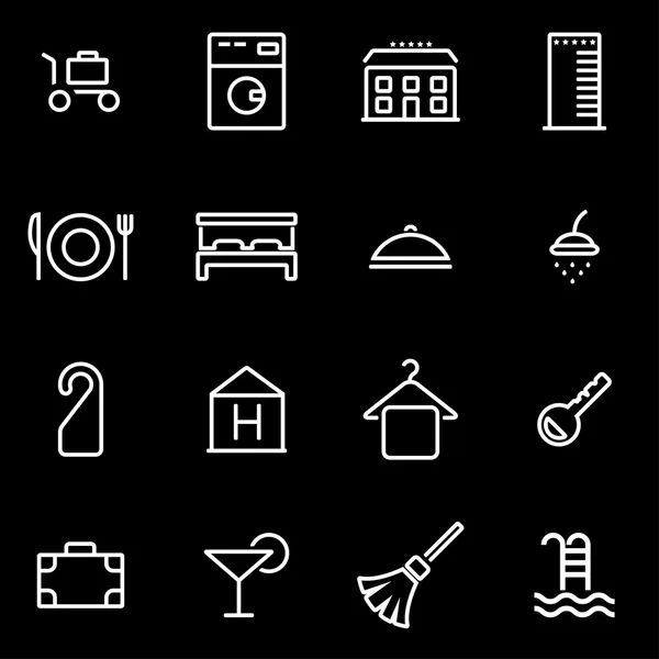 Conjunto de iconos de hotel de línea vectorial — Vector de stock