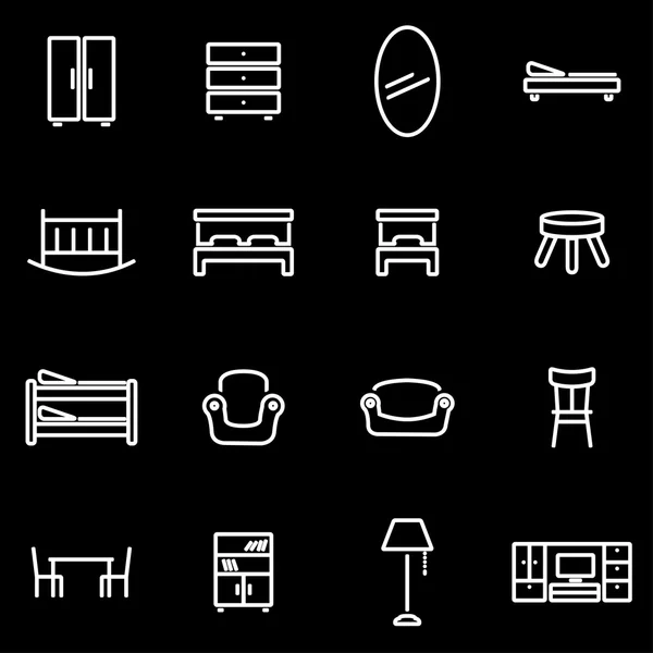 Vector line furniture icon set — Stock Vector