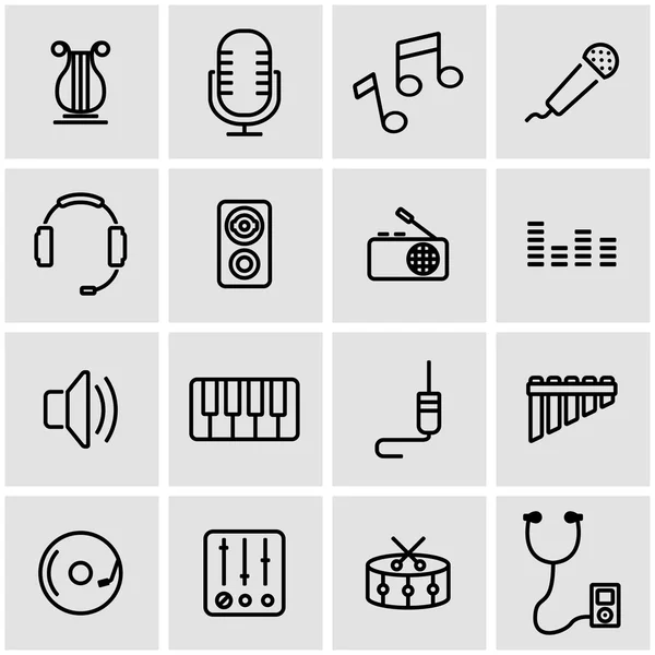 Vector line music icon set — Stock Vector