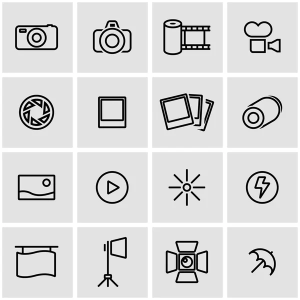 Vector line photo icon set — Stock Vector