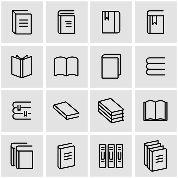 Vector line book icon set — Stock Vector