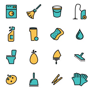 Trendy düz çizgi Icon pack için tasarımcılar ve geliştiriciler. Vektör simge temizlik hattı