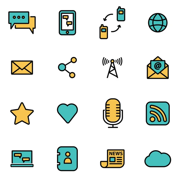 Paquete de iconos de línea plana de moda para diseñadores y desarrolladores. Juego de iconos de comunicación de línea vectorial — Archivo Imágenes Vectoriales