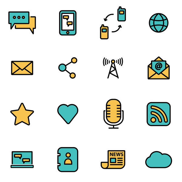 Trendy flat line icon pack for designer and developers. Набор иконок векторной связи
