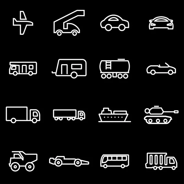 Conjunto de iconos de vehículos de línea vectorial — Archivo Imágenes Vectoriales