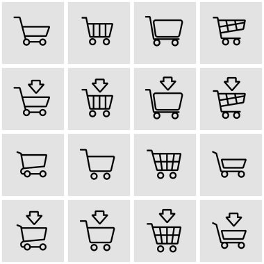 vektör çizgisi alışveriş arabası simgesi belirlendi
