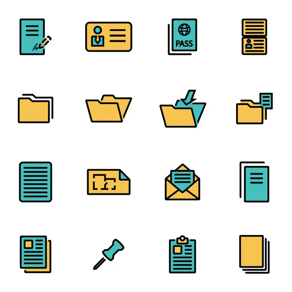 Trendy flat line icon pack for designers and developers. Vector line document icon set — Stock Vector