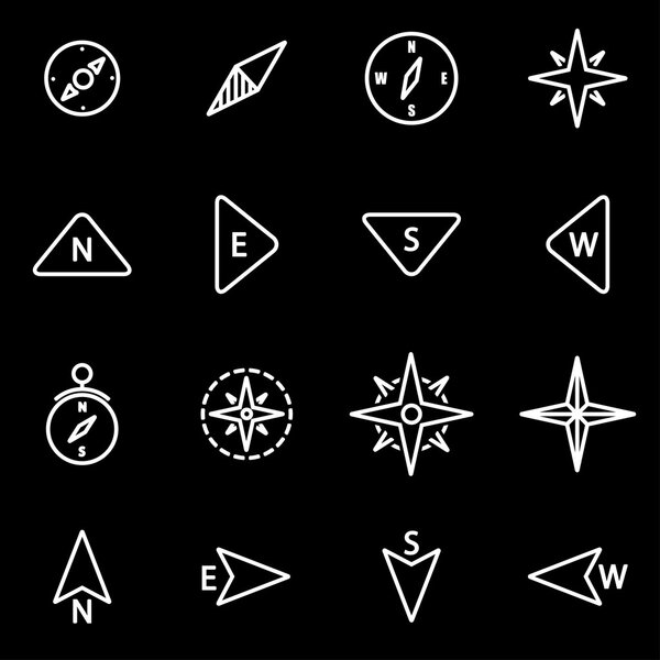 Vector line compass icon set