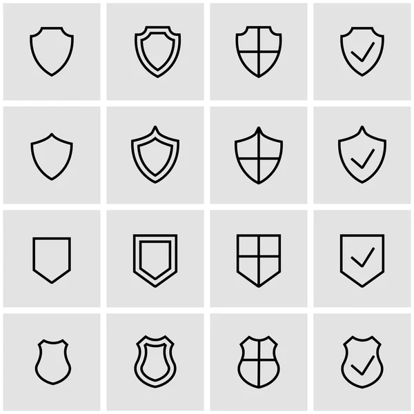 Set de iconos de escudo de línea vectorial — Vector de stock