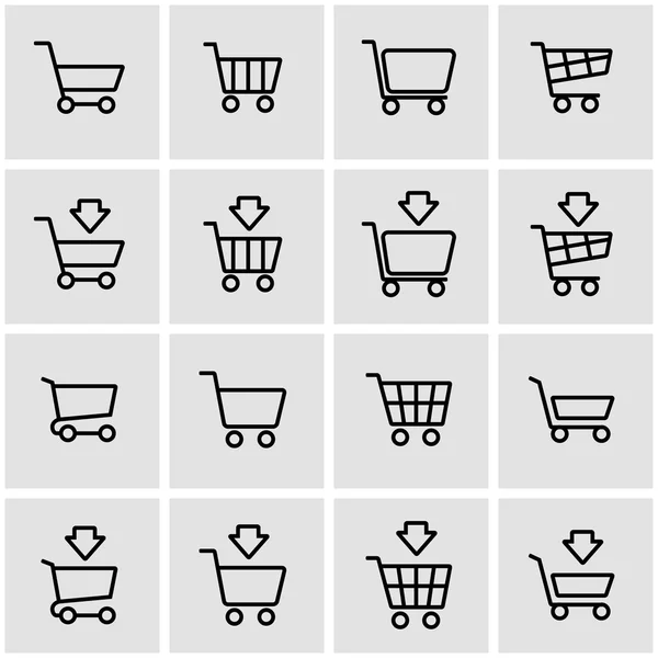 Vector line shopping cart icon set — Stock Vector