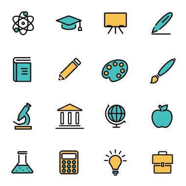 Trendy flat line icon pack for designers and developers. Vector line education set