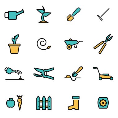 Trendy flat line icon pack for designers and developers. Vector line gardening set