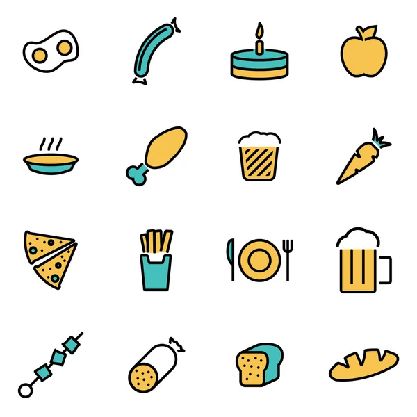 Trendy flat line icon pack for designers and developers. Vector line food set — Stockvector