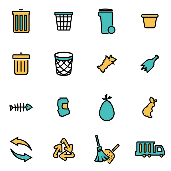 Trendy flat line icon pack for designers and developers. Vector line garbage set — 스톡 벡터