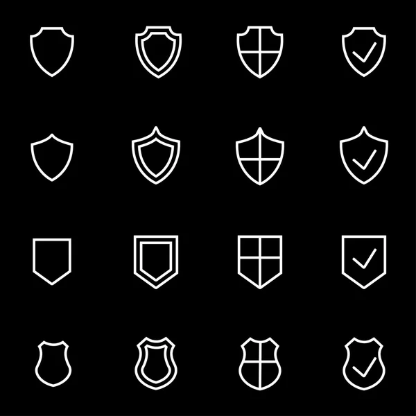 Vector line shield icon set — Stock Vector