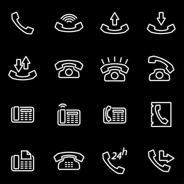 Vector line telephone icon set — Stock Vector