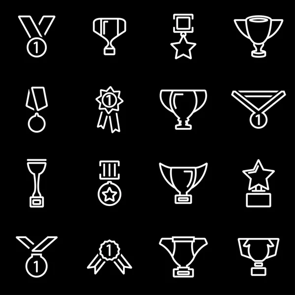 Vector line trophy and awards icon set — Stock Vector