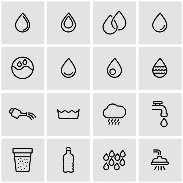 Vector line water icon set — Stock Vector