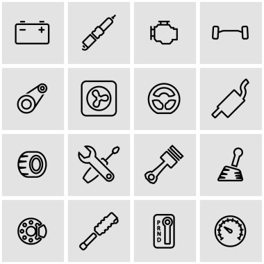 Vektör hat araba parçaları Icon set