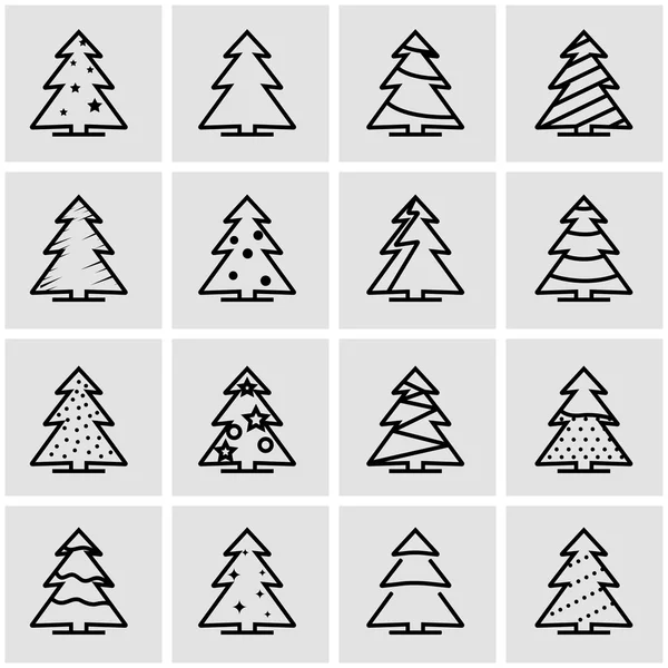 Vector line christmas tree icon set — Stock Vector