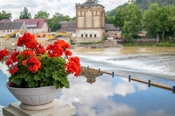 Uitzicht Het Historische Kuuroord Bad Koesen Met Kuurpark Gradierwerk Duitsland — Stockfoto