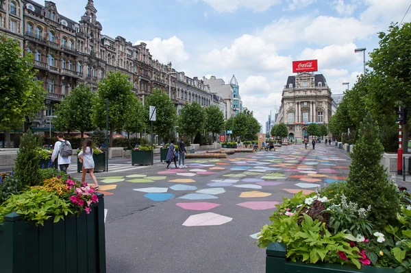 Bryssel "Place de Brouckere" är nu bil gratis — Stockfoto