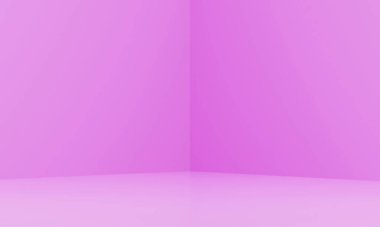 3D 'deki pembe odanın köşesi. Pembe arkaplan, 3d görüntüleyici