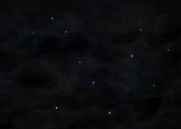 Night black sky with stars and nebula, 3d render
