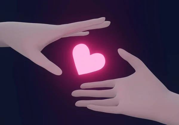 사람이 사람의 심장을 손에서 손으로 건넌다 갑니다 레이아웃 의학적 발렌타인데 — 스톡 사진