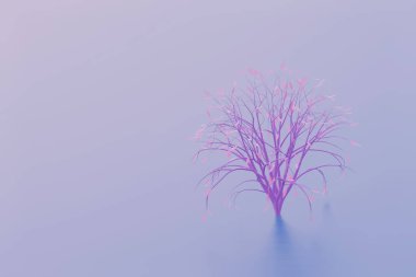 Bir çiçek açan mor çalı ağacı, 3D render