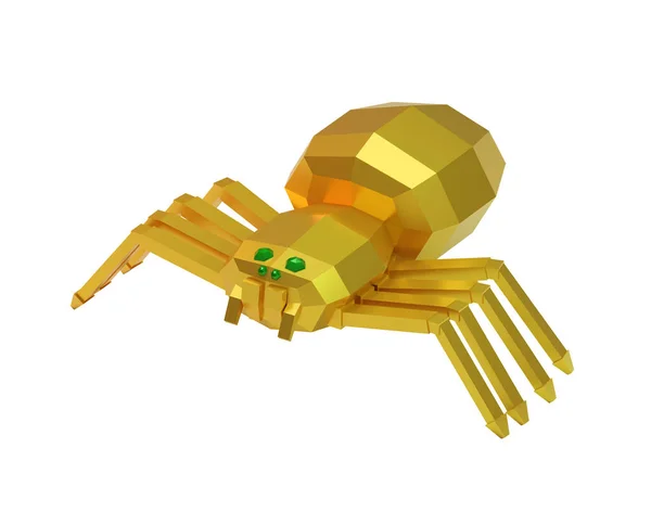 Guld Dekorativ Spindel Isolerad Vit Render — Stockfoto