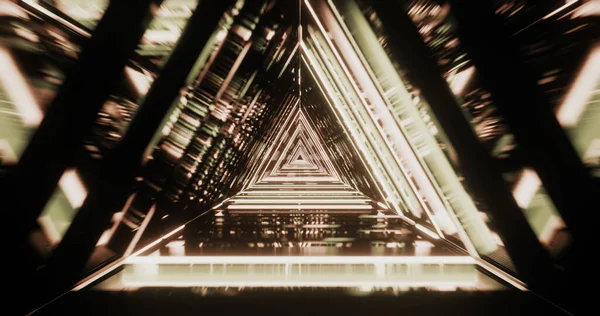 Abstrakt Futuristisk Korridor Med Trianglar Geometrisk Tunnel Illustration — Stockfoto