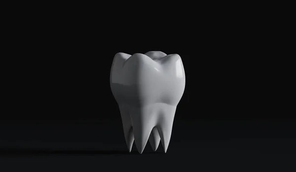 Molar Dental Fuerte Sano Blanco Limpio Sobre Fondo Negro Ilustración — Foto de Stock