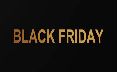 Siyah arkaplan üzerine Kara Cuma altın metni, 3D oluşturma