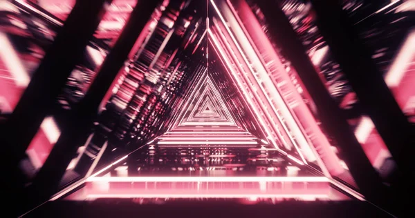 Abstraktní Futuristická Chodba Trojúhelníky Geometrický Tunel Ilustrace — Stock fotografie