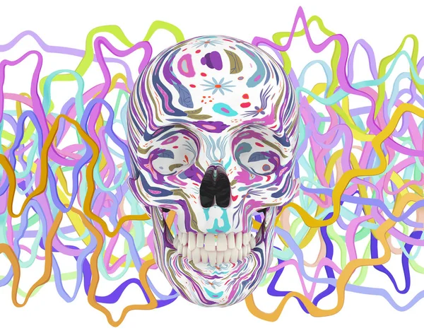 Abstract Skull Head Worms Illustration — Stock Photo, Image