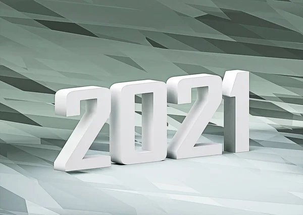 Ett vitt nummer nytt år 2021, 3d render — Stockfoto