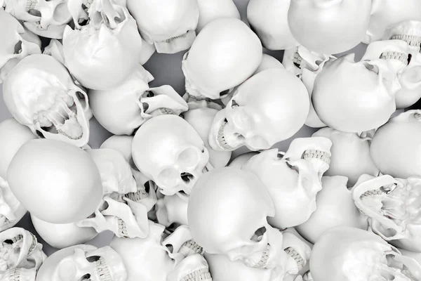 Cluster of human skulls background, 3d render — Stock Photo, Image