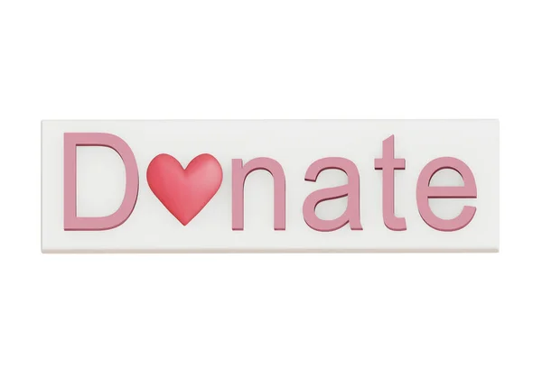 Donate Button with heart for use on web-site, donation concept. 3d illustration
