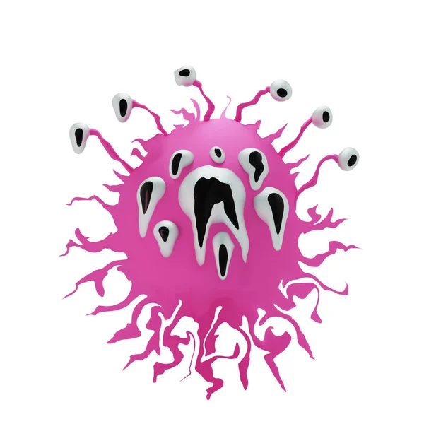 Abstract Verschrikkelijk Microbe Monster Met Vele Ogen Tentakels Illustratie — Stockfoto