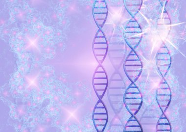 Sihirli fraktal arka planda DNA molekülleri yapısı. Bilim ve Teknoloji konsepti, 3D görüntüleme