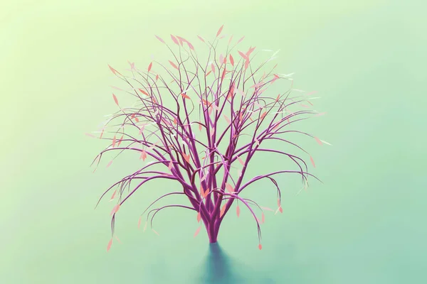 Arbusto Magenta Fantasía Árbol Sobre Fondo Verde Claro Render — Foto de Stock