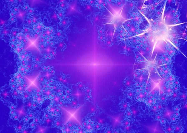青い抽象的なサイケデリックな魔法の星の背景 3Dレンダリング — ストック写真